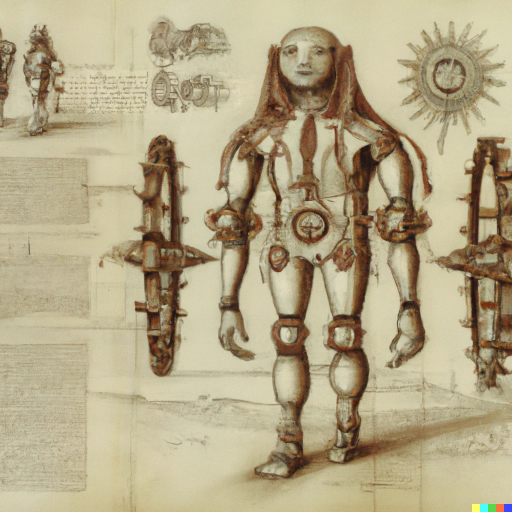 Prompt: Design of mega robot, designed by Leonardo da Vinci