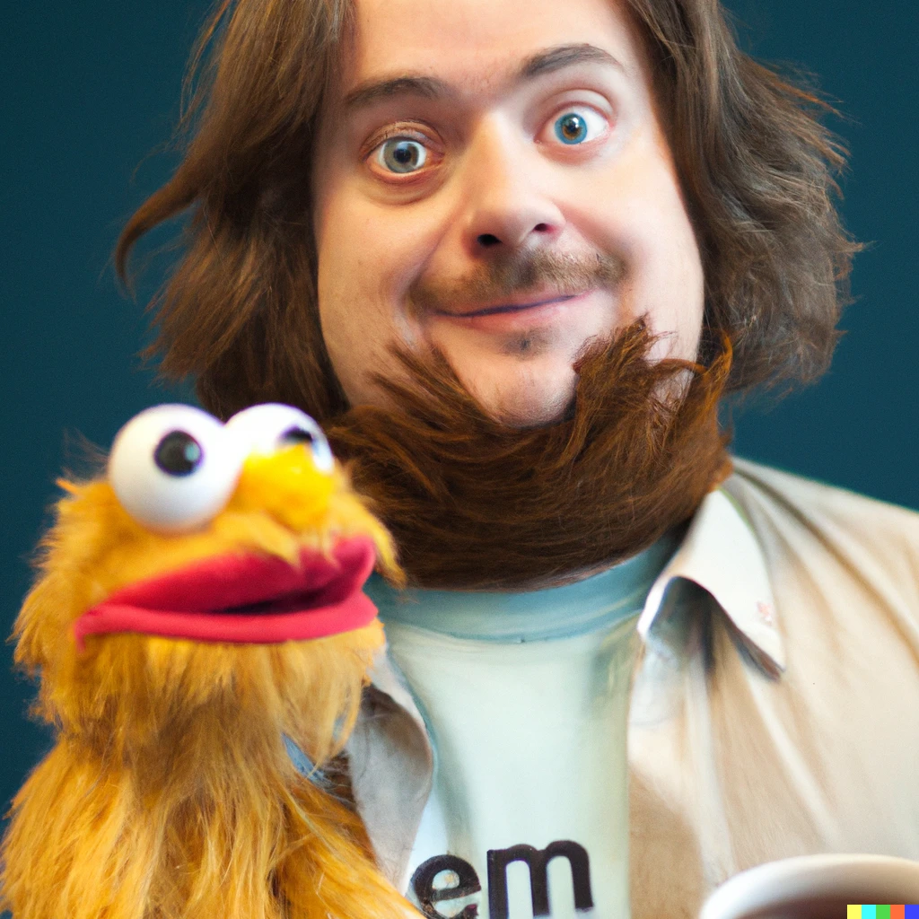 Prompt: Ben Ramsey, the PHP developer, as a Muppet.