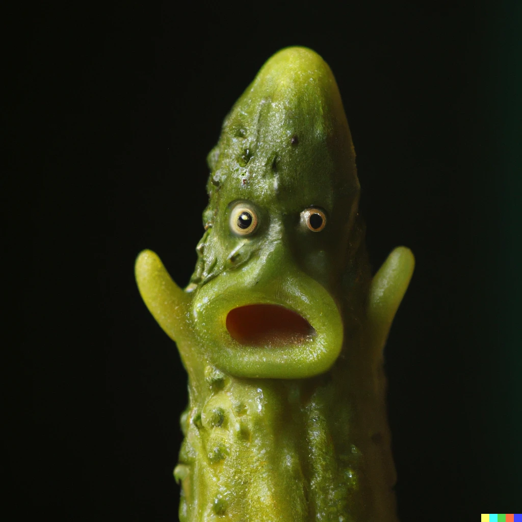 Prompt: A very menacing cucumber