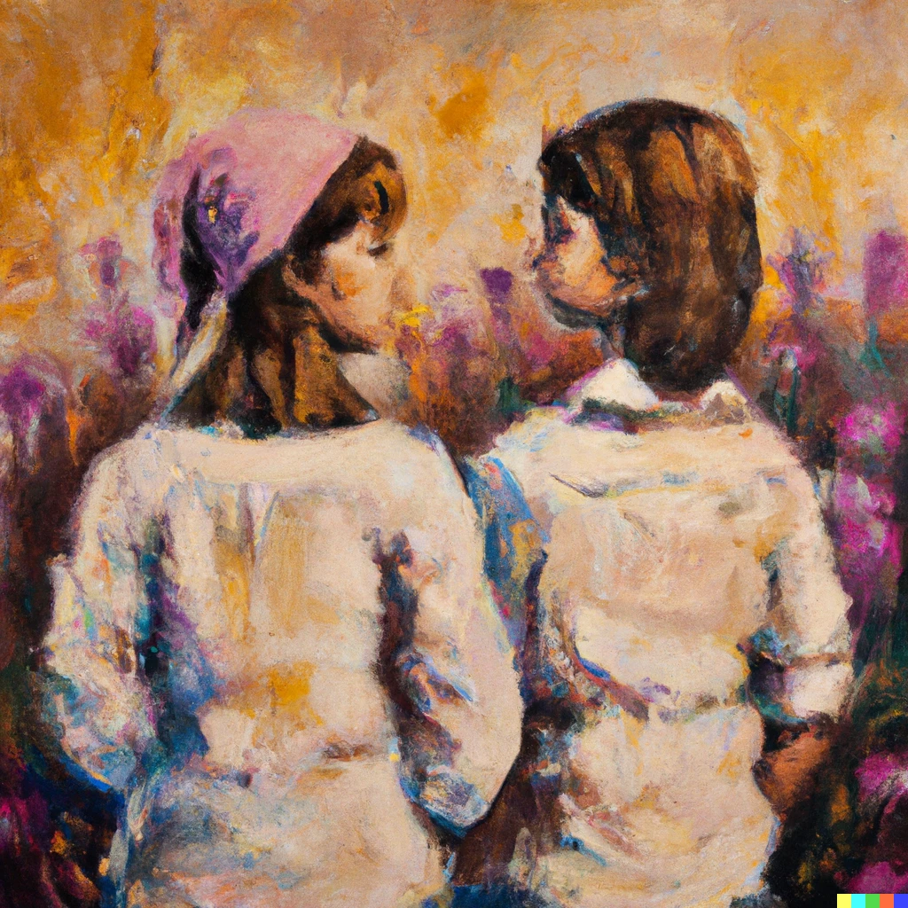 Prompt: "Sisterhood", oil painting