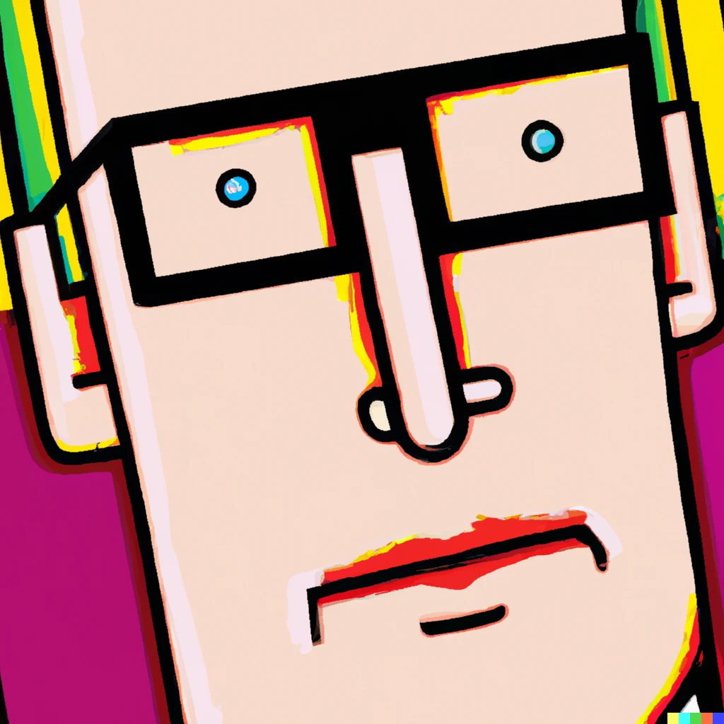 Prompt: A portrait of Dilbert painted in Andy Warhol pop art style