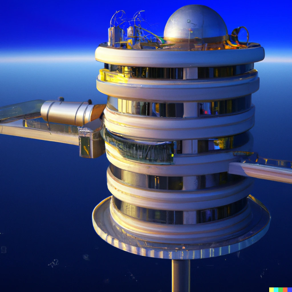 Prompt: Hotel in space. Orbital hotel. 3D render
