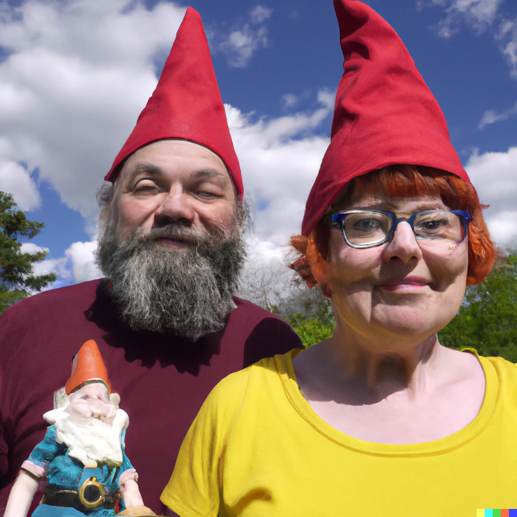 Prompt: Mid shot of David the Gnome and his wife Lisa, as real humans; 4K