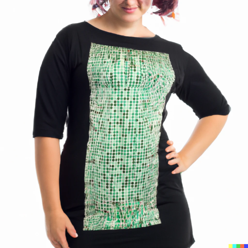 Prompt: An woman engineer wearing a Github dress.