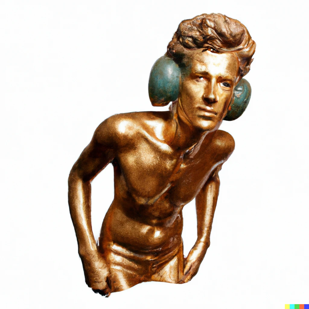 Prompt: A bronze sculpture of The Golden Earring, radar love, , by the artist Paul McCarthy 
