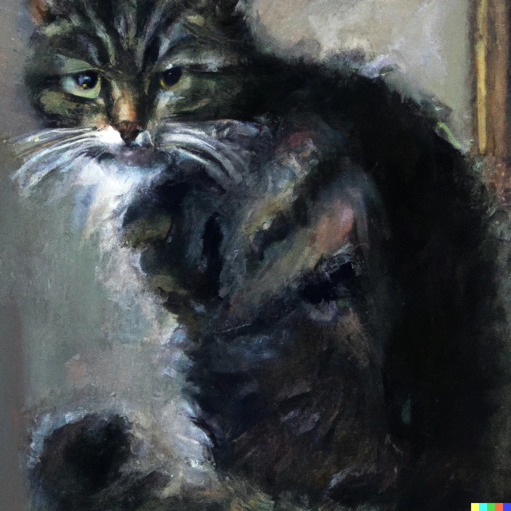 Prompt: A Dutch realistic style painting of a cat