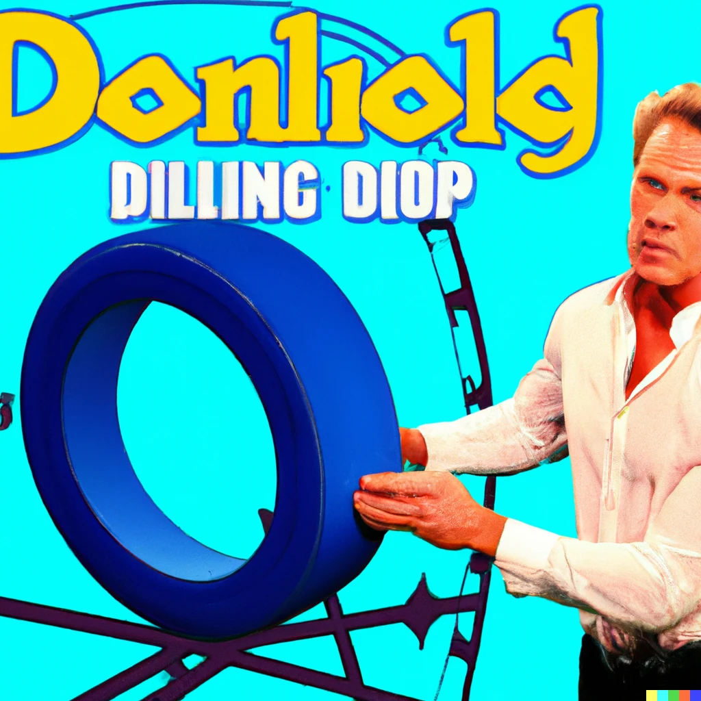 Prompt: Dolph Lundgren invents the wheel