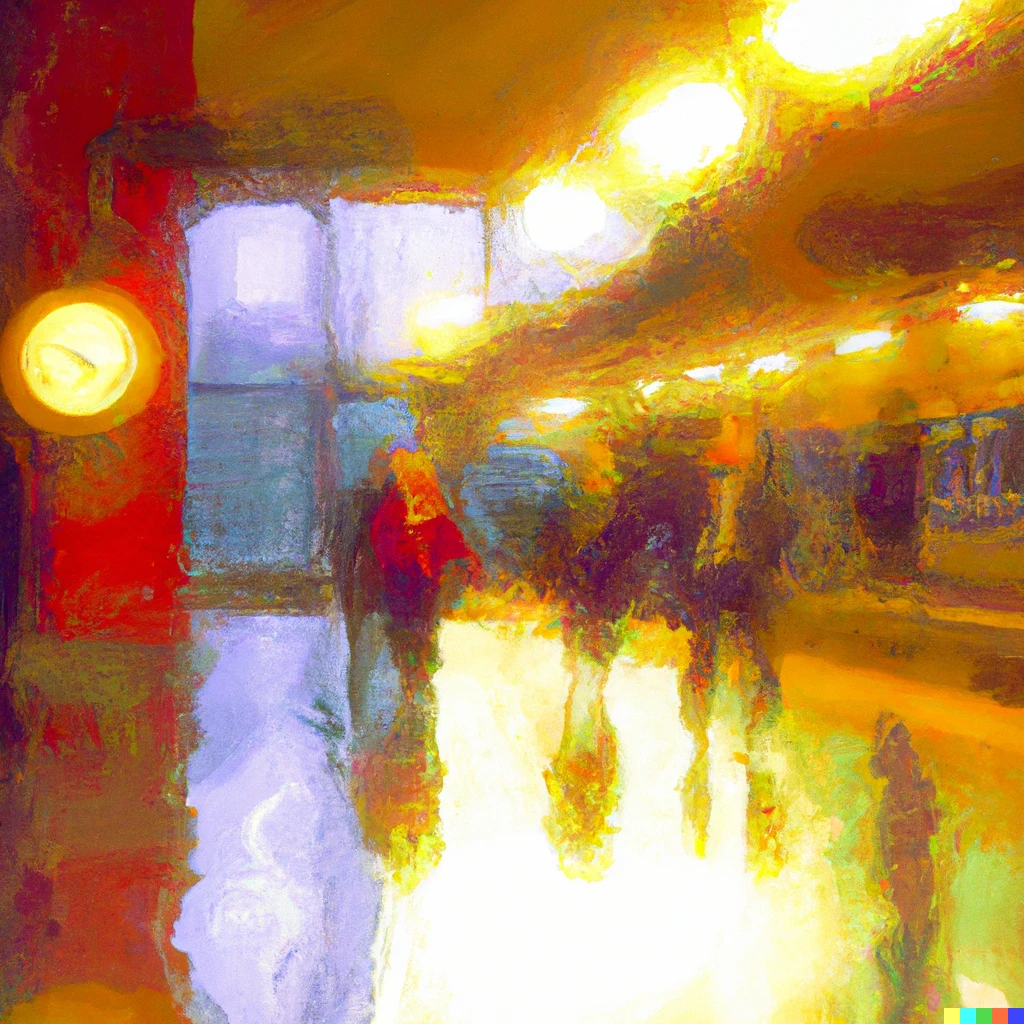 Prompt: Subway station impressionist