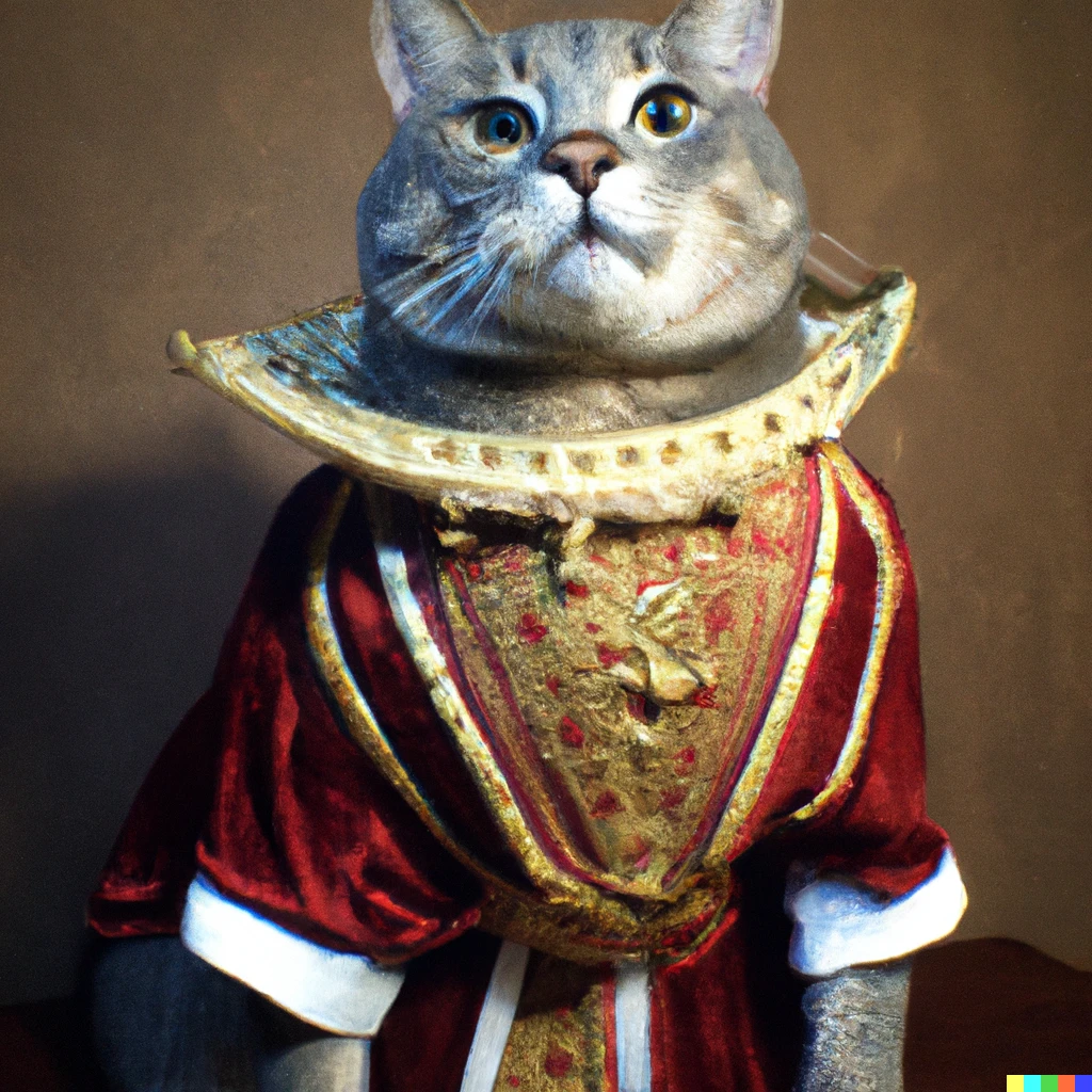 Prompt: Cat dressed up like an emperor