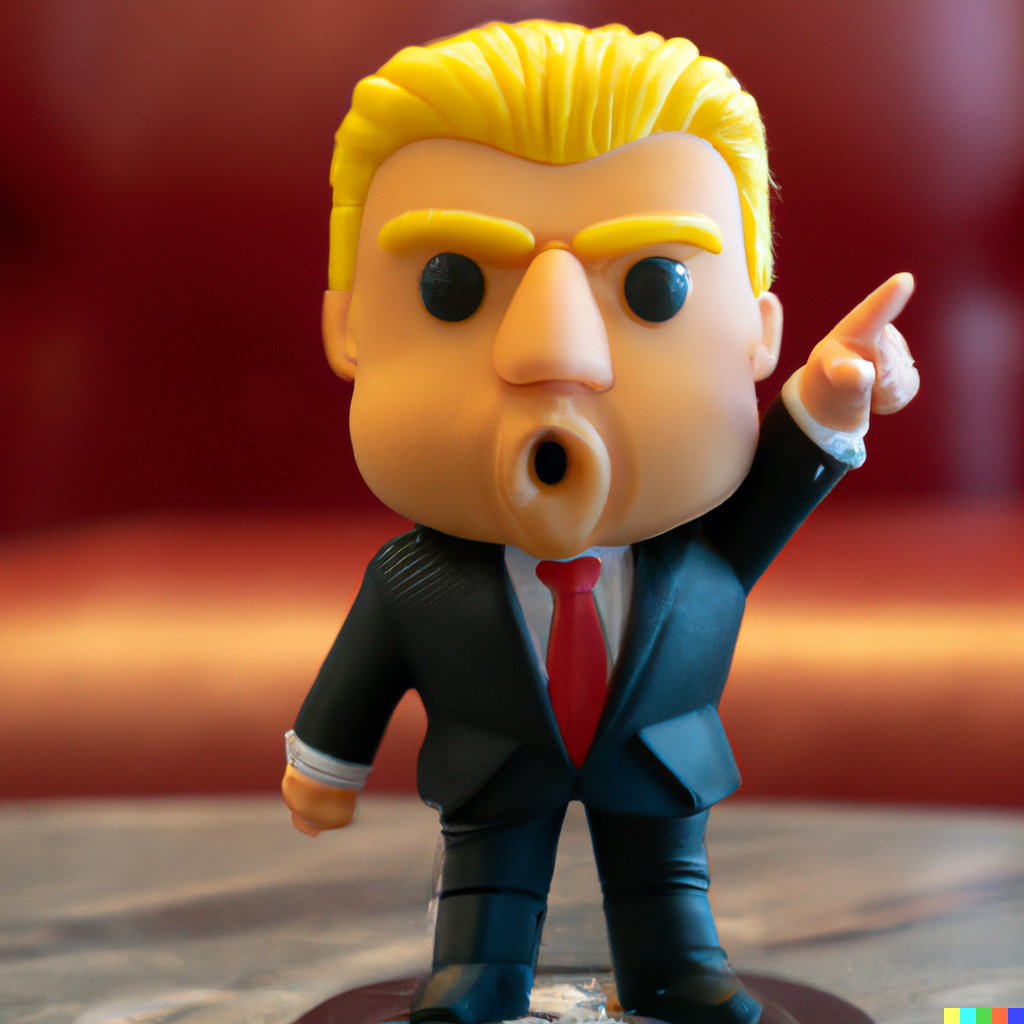 Randall × DALL·E | a donald trump funko pop firing someone from the ...