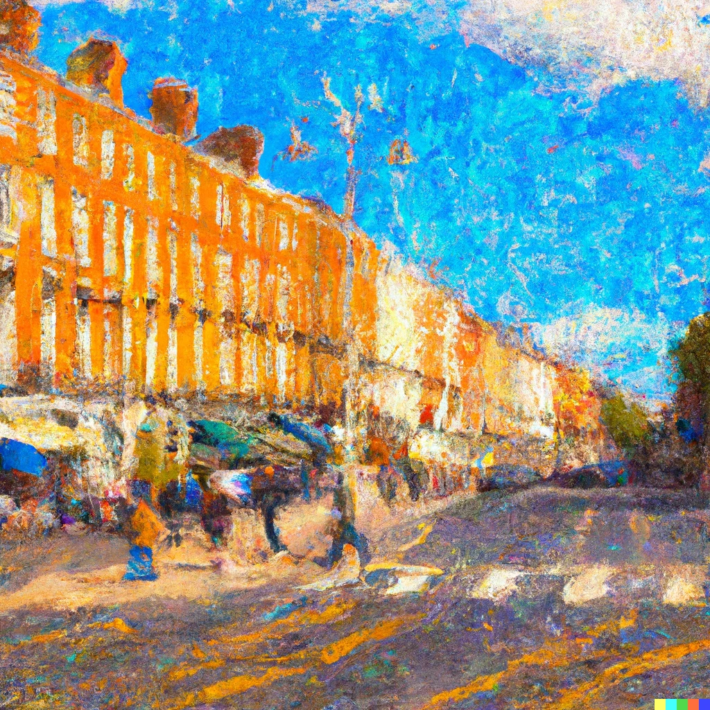 Prompt: An impressionist painting of Dublin City