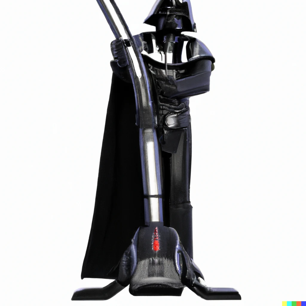 Prompt: Darth vader with lightsaber shaped like vacuum cleaner 