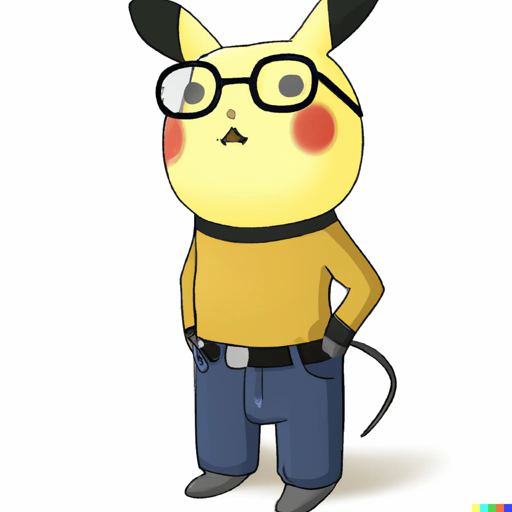 Prompt: Pikachu in steve jobs clothing style