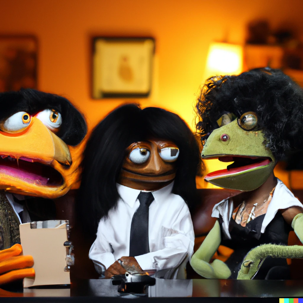Prompt: Pulp Fiction played by Muppets