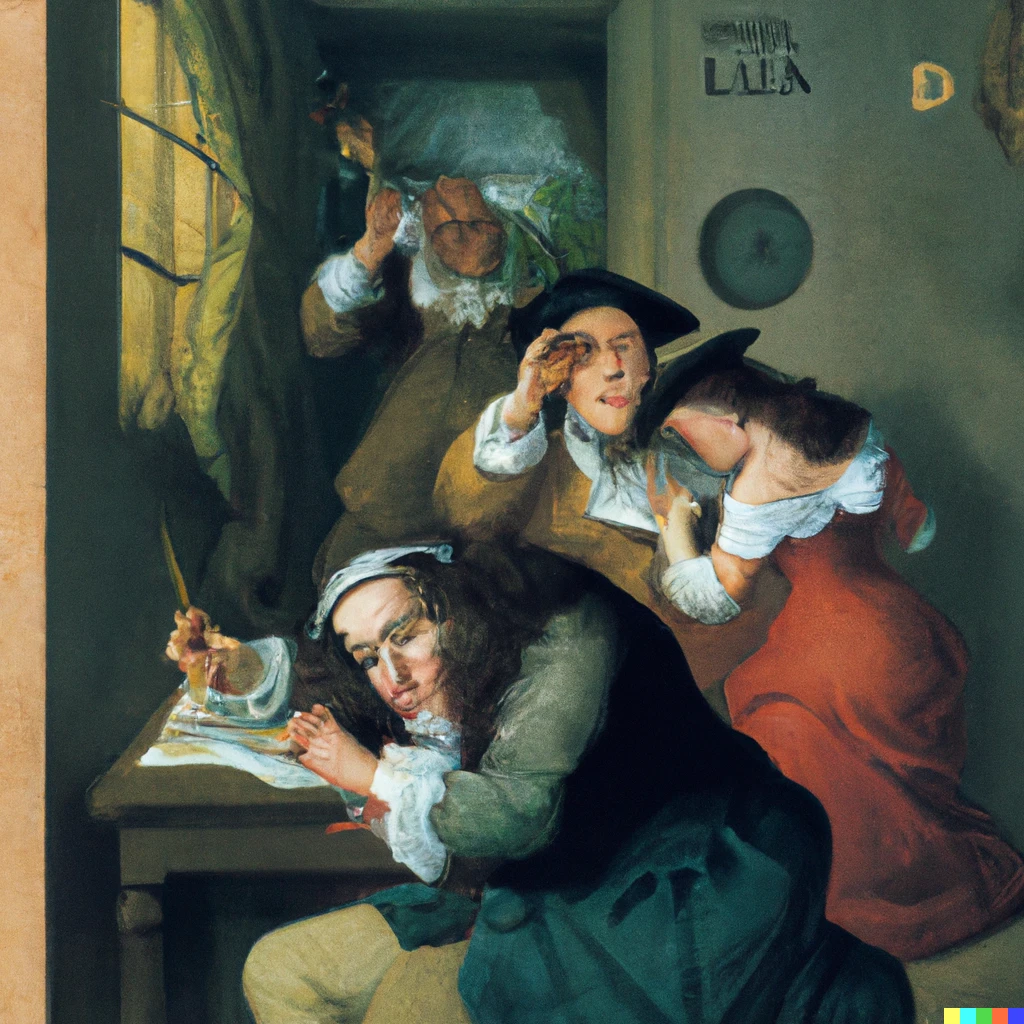 Prompt: A Alike les menuines painting of Velasquez about Dall-E painting images from an human text