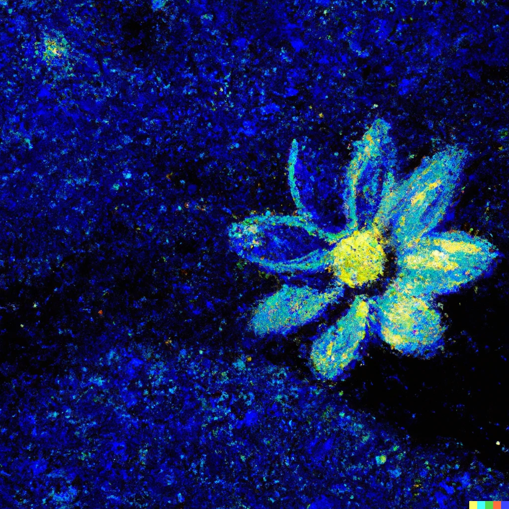 Prompt: a painting of flower in the style of Starry Night