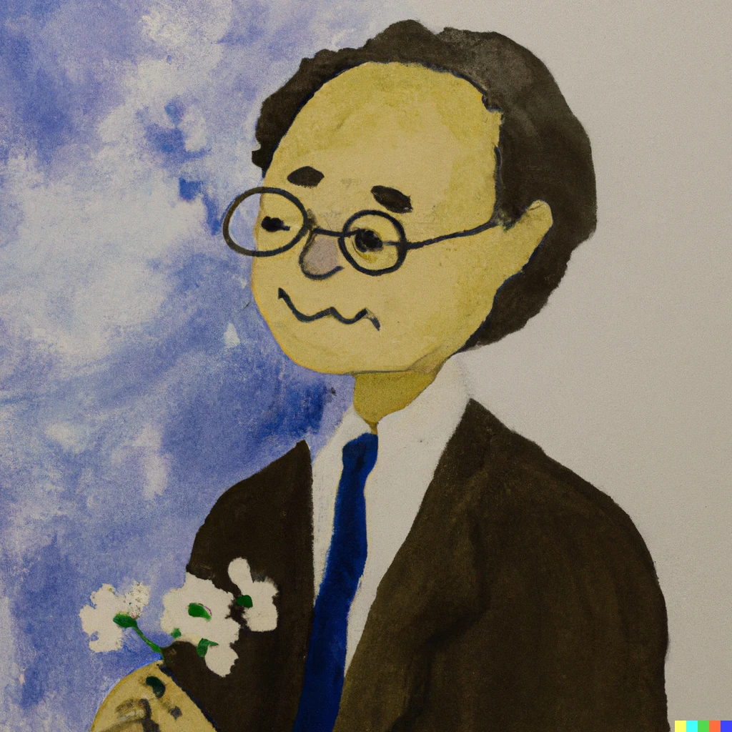 Prompt: A painting of a teacher by murakami
