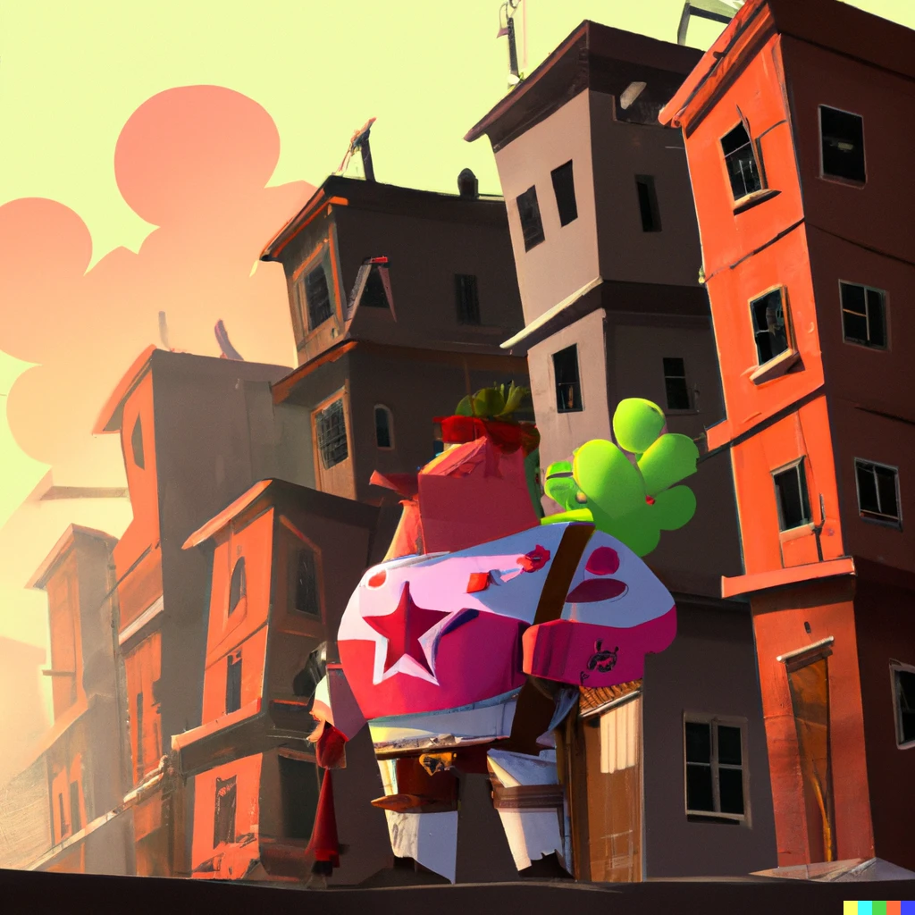 Prompt: a strawberry sheriff produly protecting a western city. pixar style, artstation,