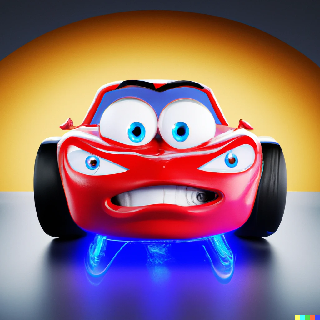 Prompt: a promo shot of Lightning McQueen for the movie "Cars", digital art, 3d render, studio lighting