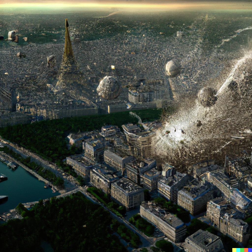 Prompt: Paris destroyed by comets, photorealistic