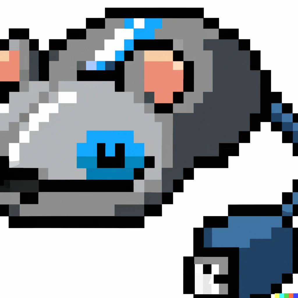 Prompt: A robot mouse with USB C ports for eyes, pixel art
