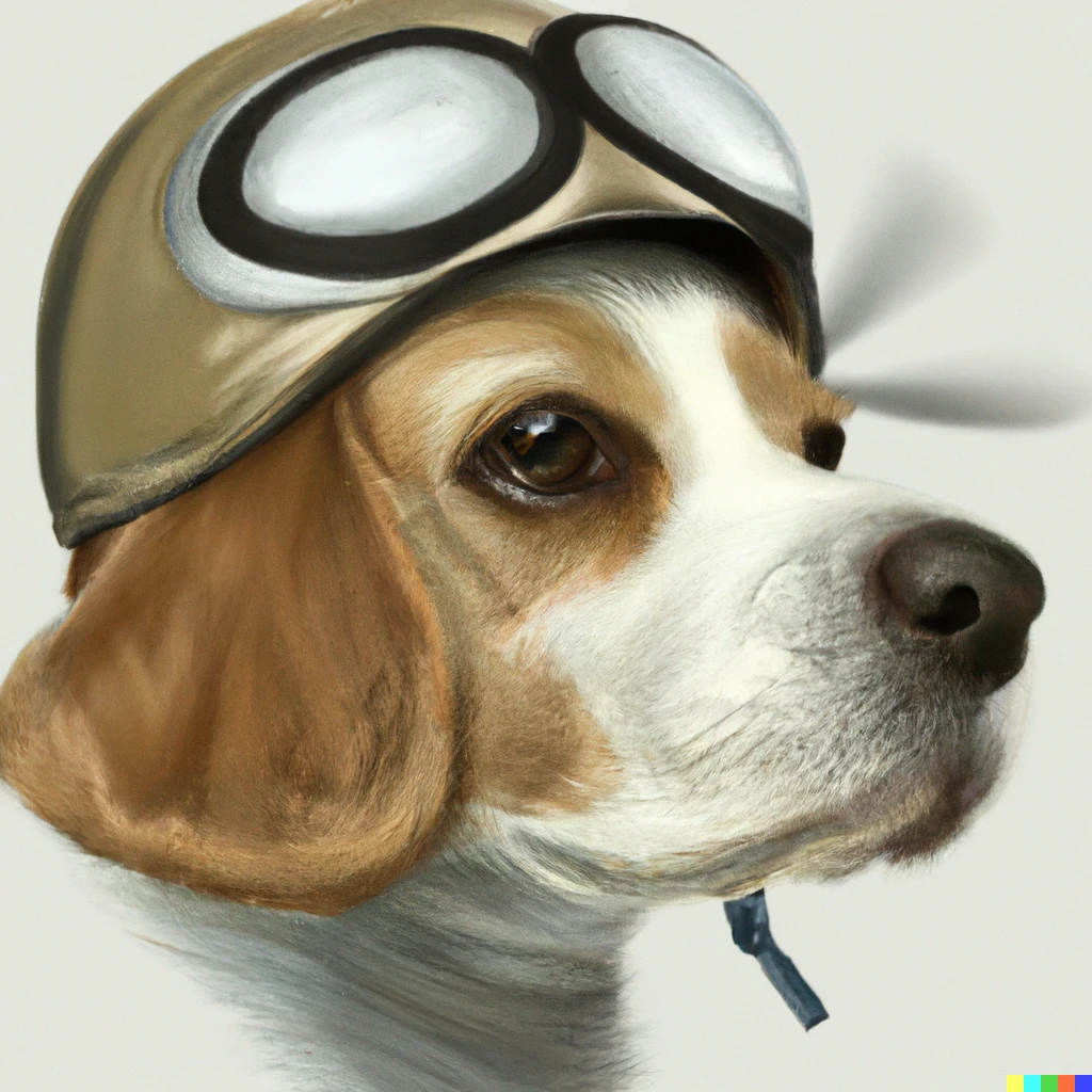 Prompt: White Beagle with a Propeller Hat, Photorealistic 