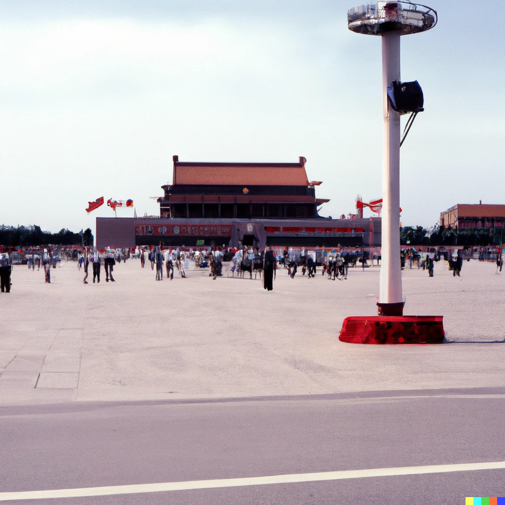 Prompt: a photo of tiananmen square, on June 4th 1989
