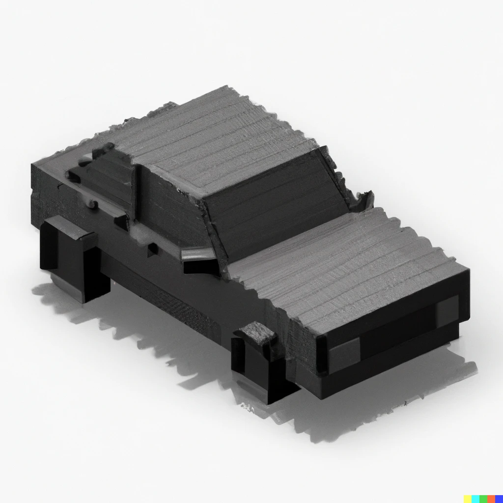 Prompt: an image of a car with square wheels, voxel art