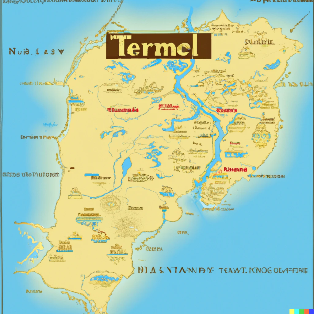 Prompt: A map of Tamriel