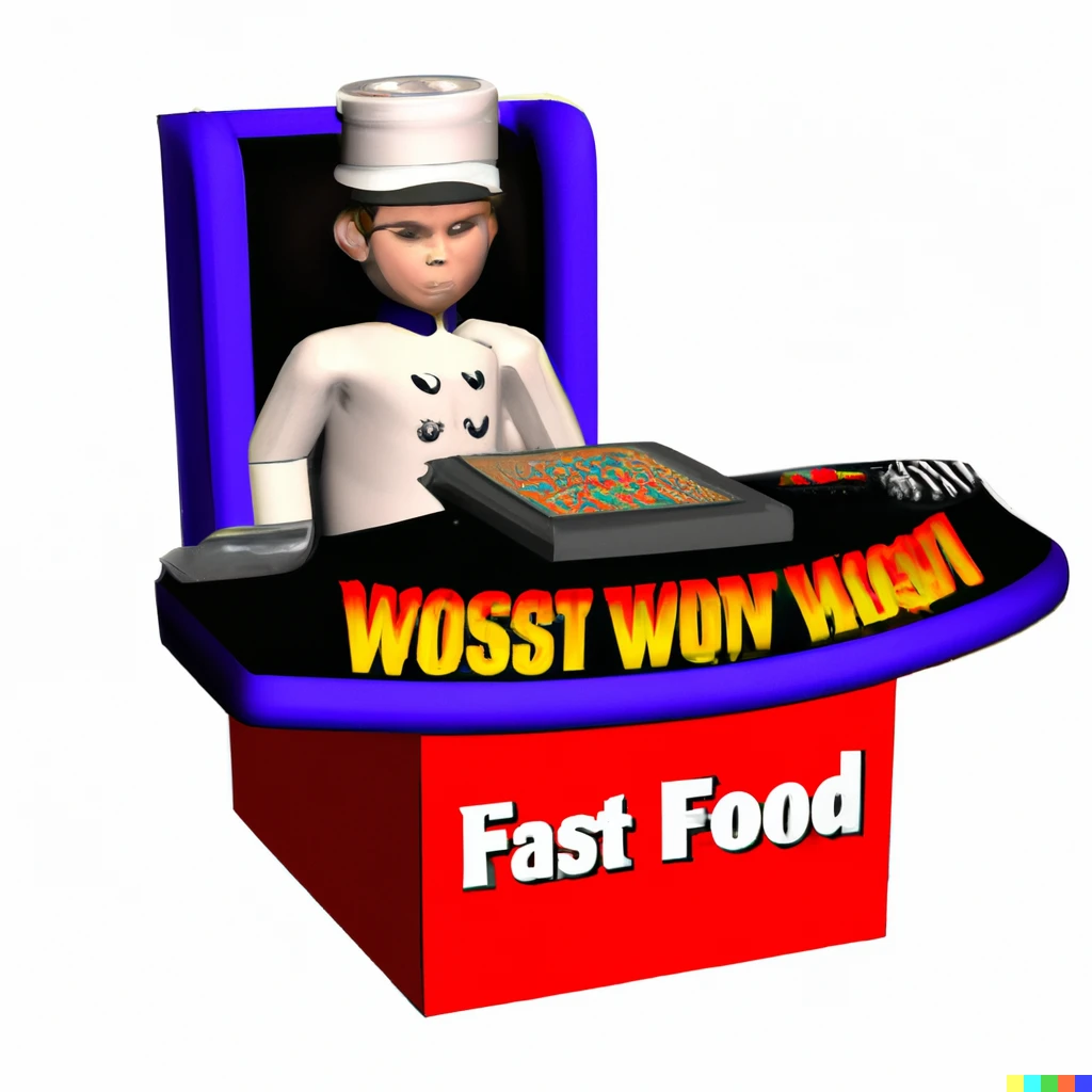 Prompt: fast food worker simulator, playstation 2