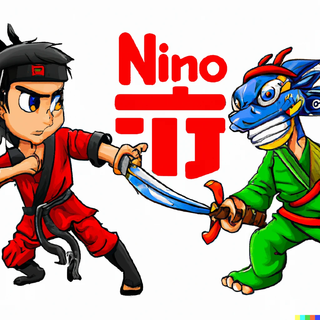 Prompt: Shinobi vs. Dragon Ninja