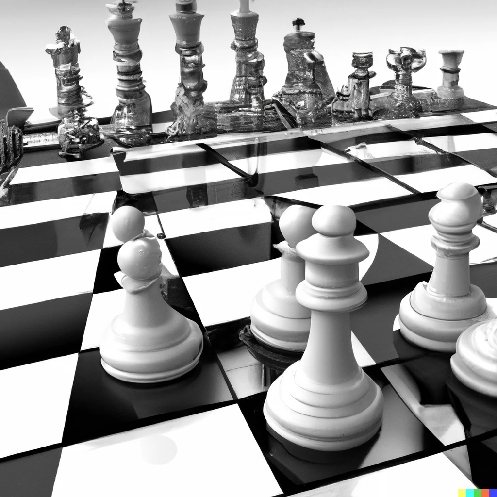 Prompt: Vaporware chessboard