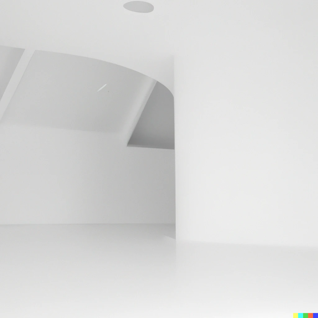 Prompt: Minimal interior with curving walls and ceilings
