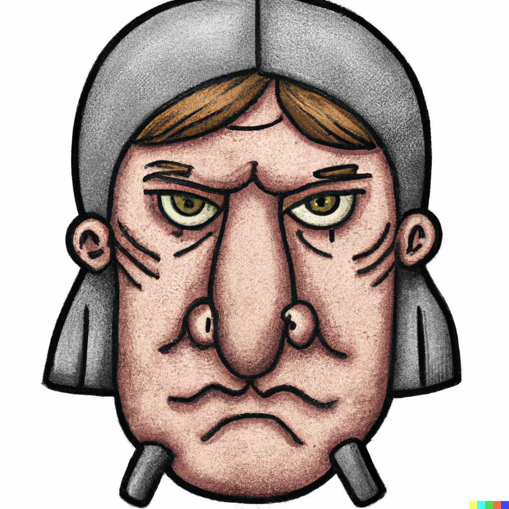 Prompt: a grey medieval person with two small grey arms coming out of their chin