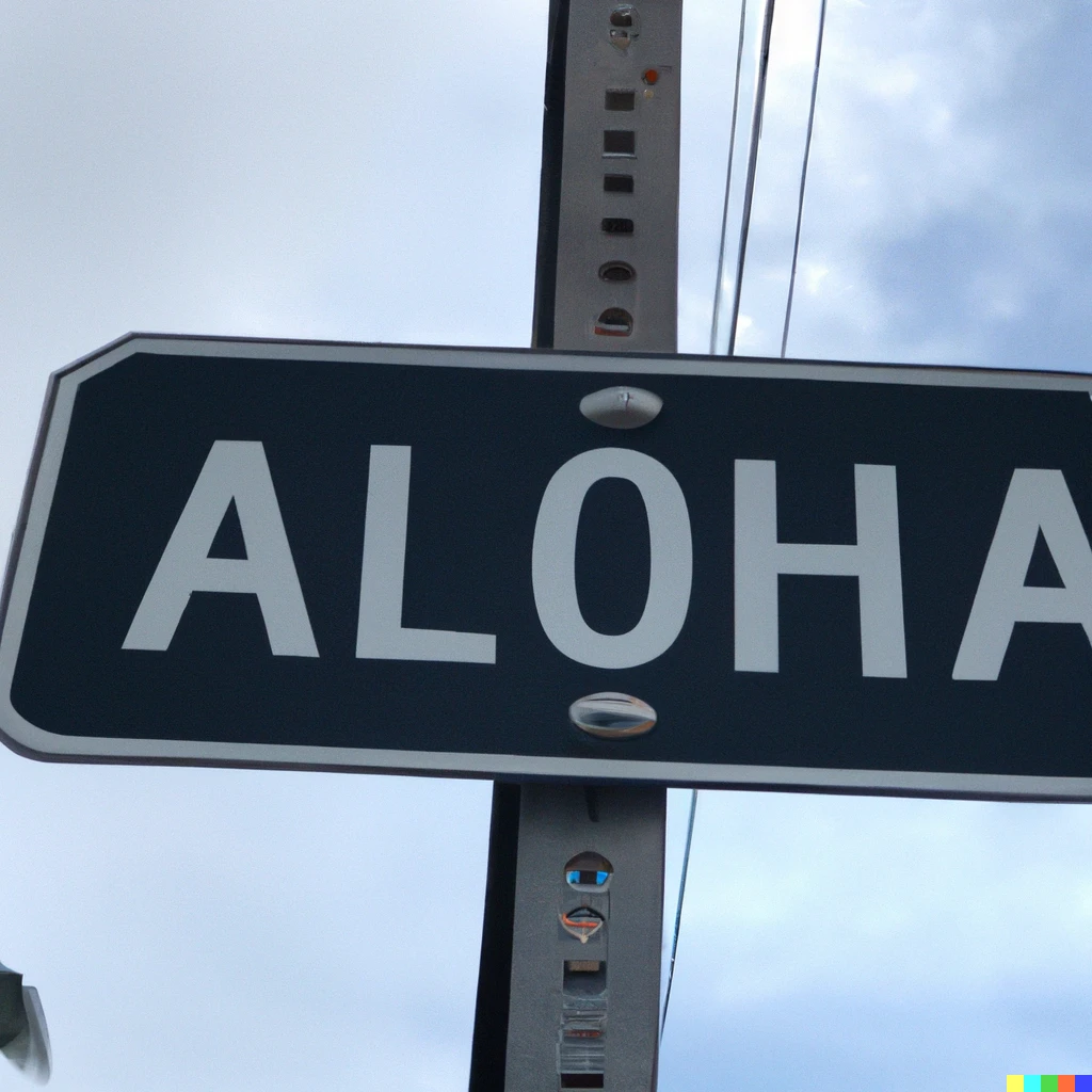 Prompt: a street sign reading Aloha