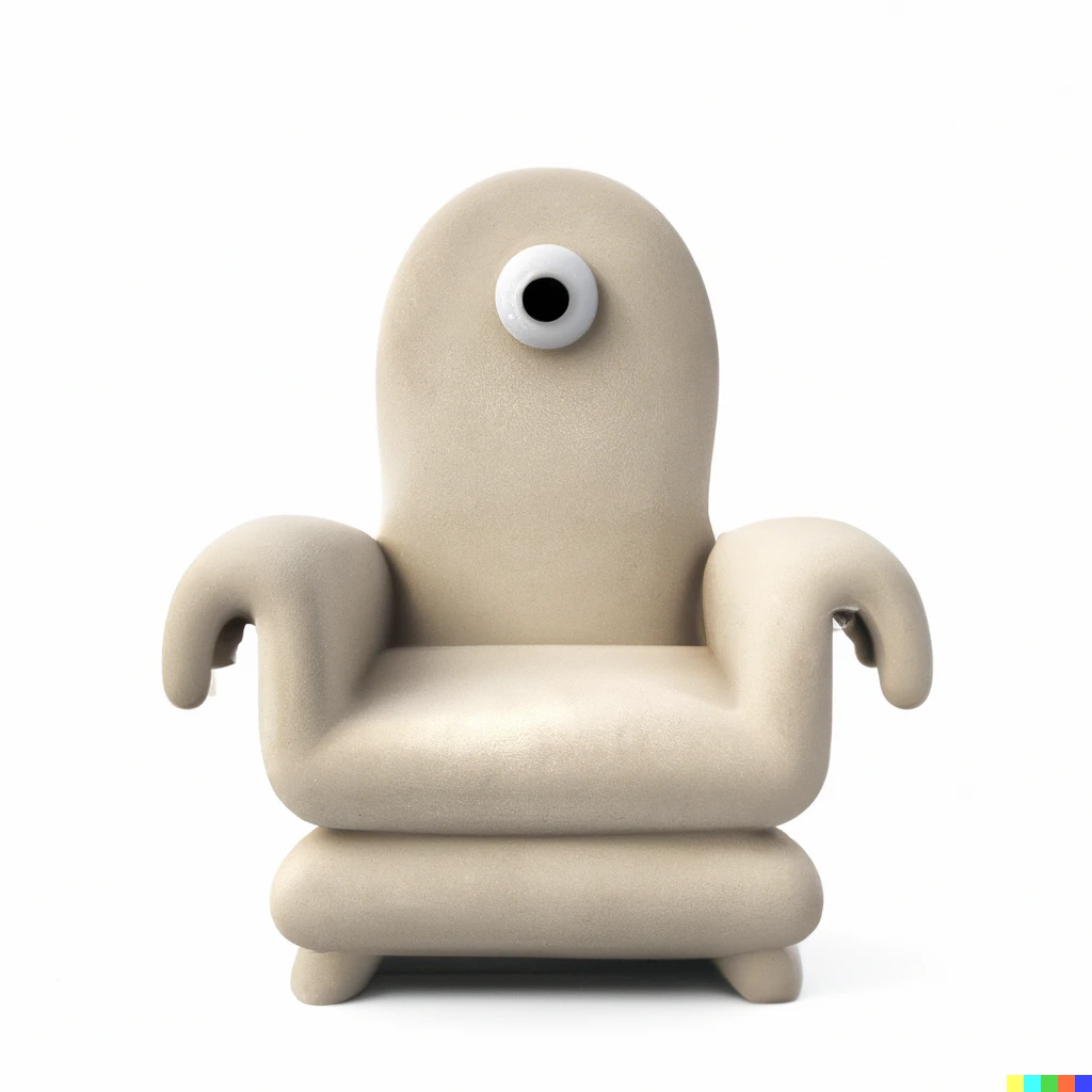 Prompt: A Ditto in the shape of an armchair. A Ditto imitating an armchair.