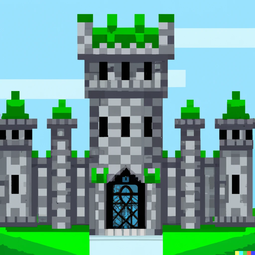 Prompt: A castle in the style of Minecraft