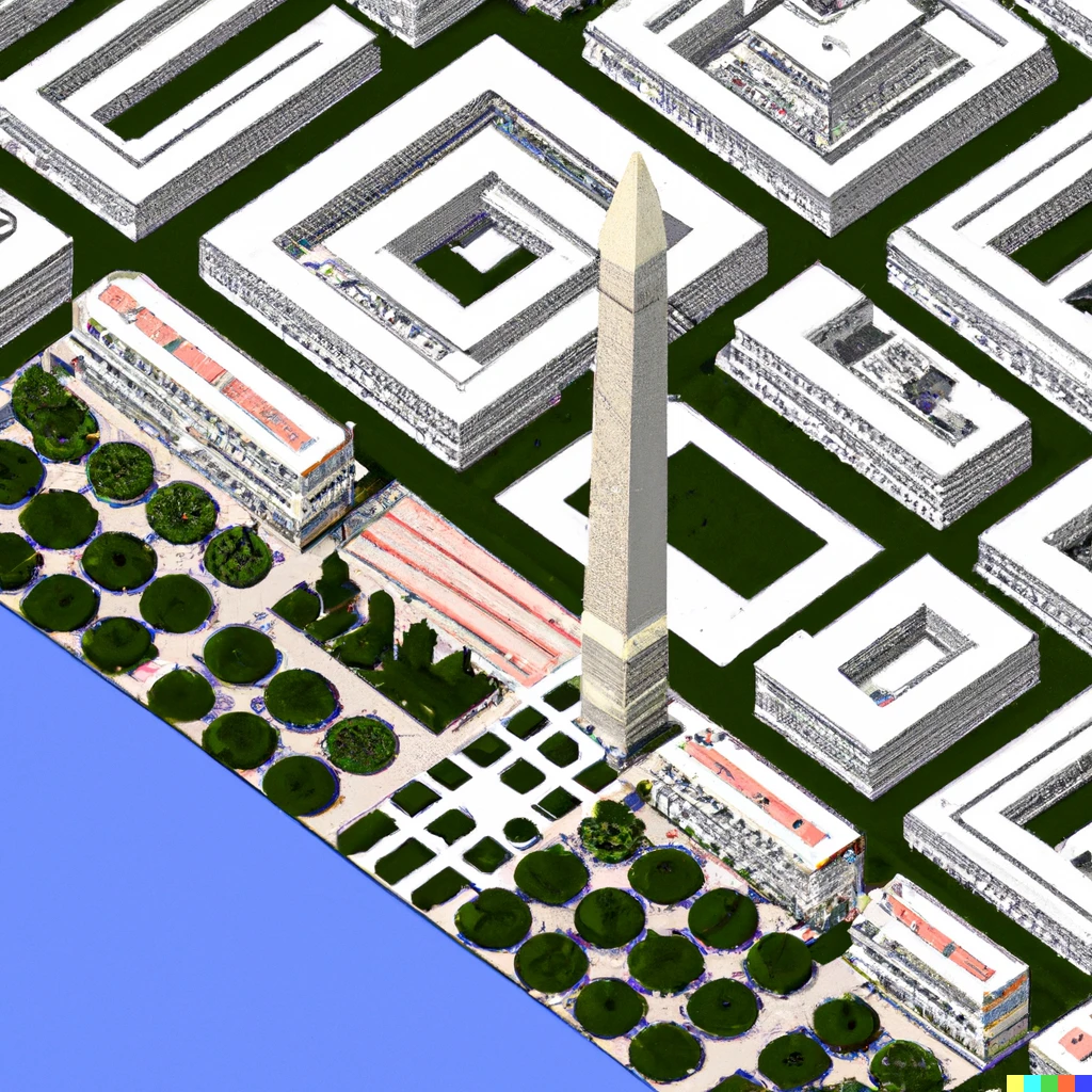 Prompt: Washington DC in the style of sim city 2000