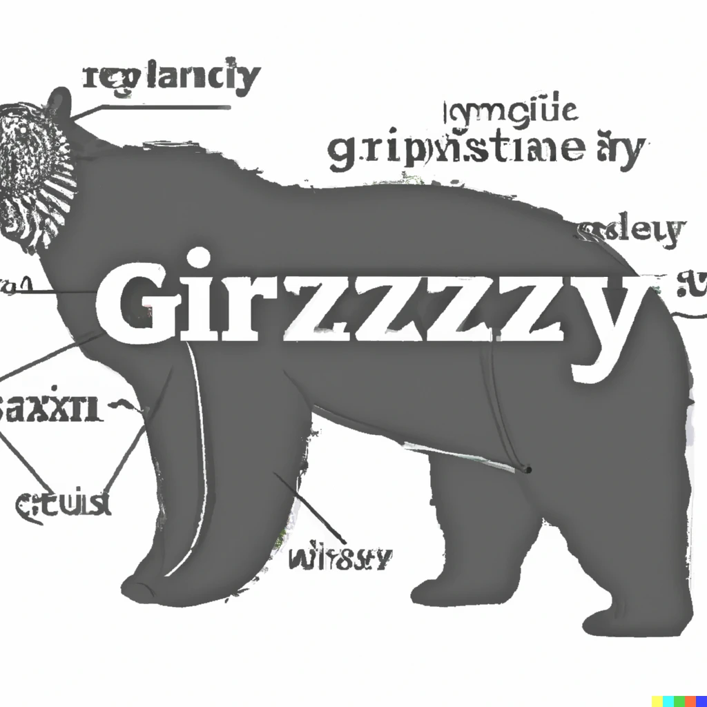 Prompt: An oversized grizzly bear in the style of Merriam Webster's Dictionary