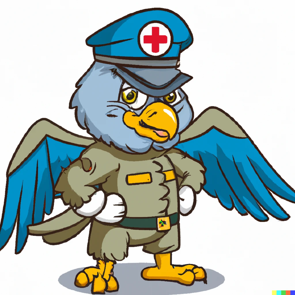 Prompt: gryphon as a platoon medic