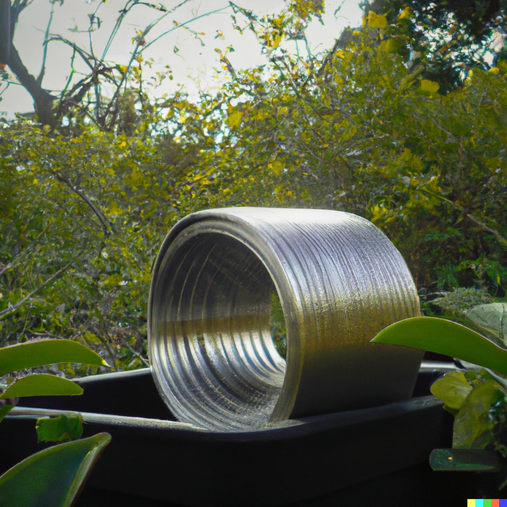 Prompt: An aluminium coil surrounded by nature, expressing his love for nature