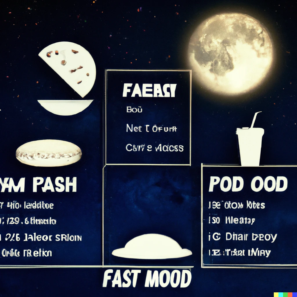 Prompt: menu of a fast food restaurant on the moon
