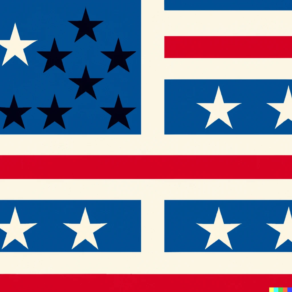 Prompt: a photo of the flag of a fictional country known as United Kingdoms of Americafinlan