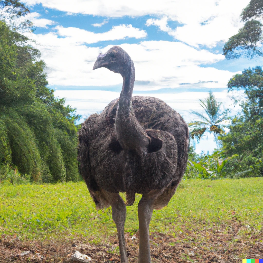 Prompt: Photo of a real dodo spotted in a field in Mauritius