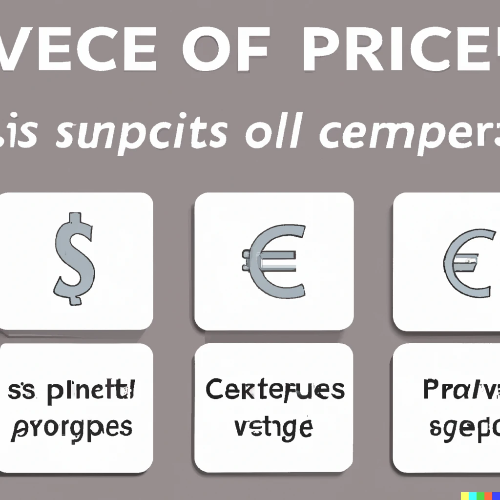 Prompt: a flat illustration about prices of different services, showing several icons for services and several icons for different currencies, pale colors