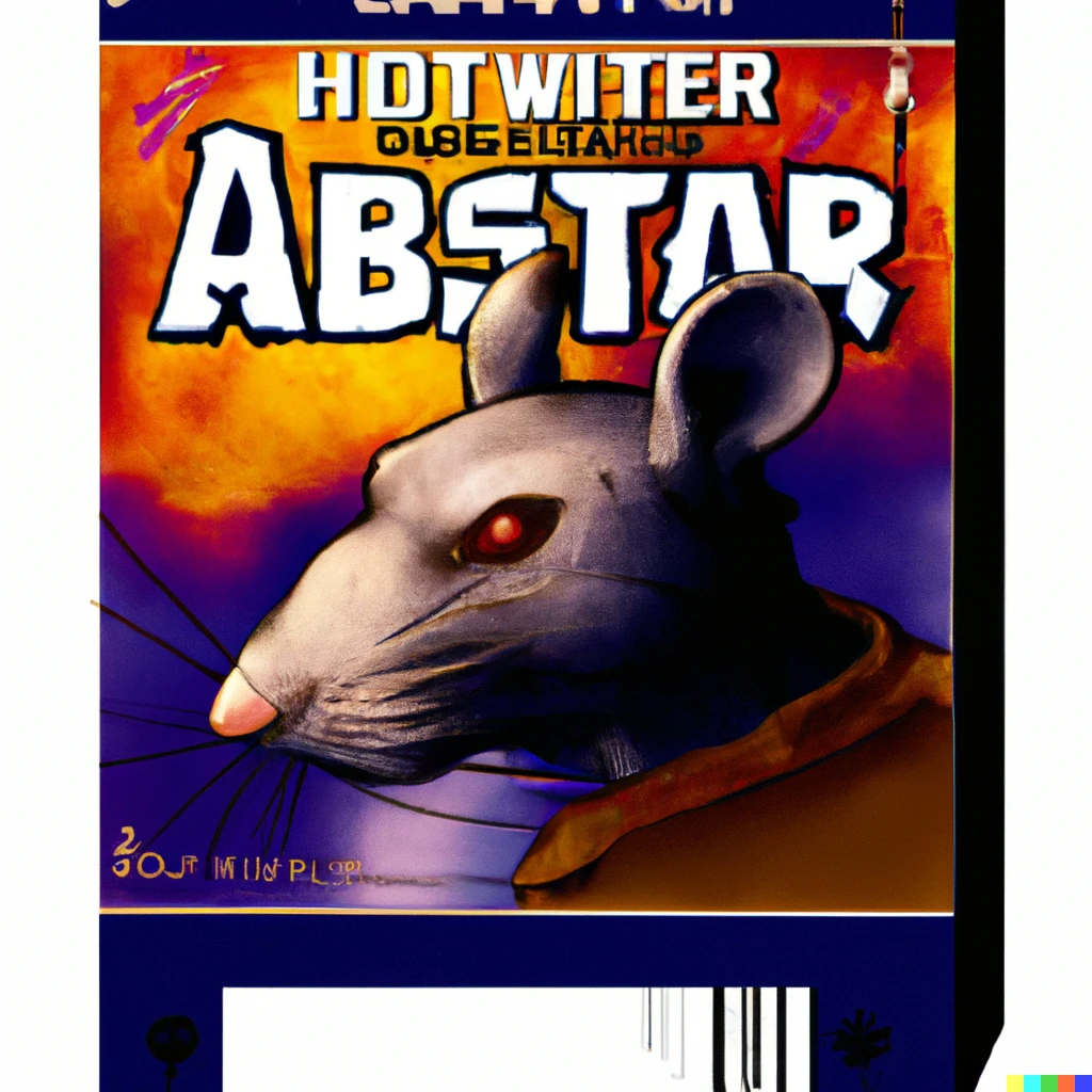 Prompt: video game box art of a PlayStation 4 game about a rat assassin