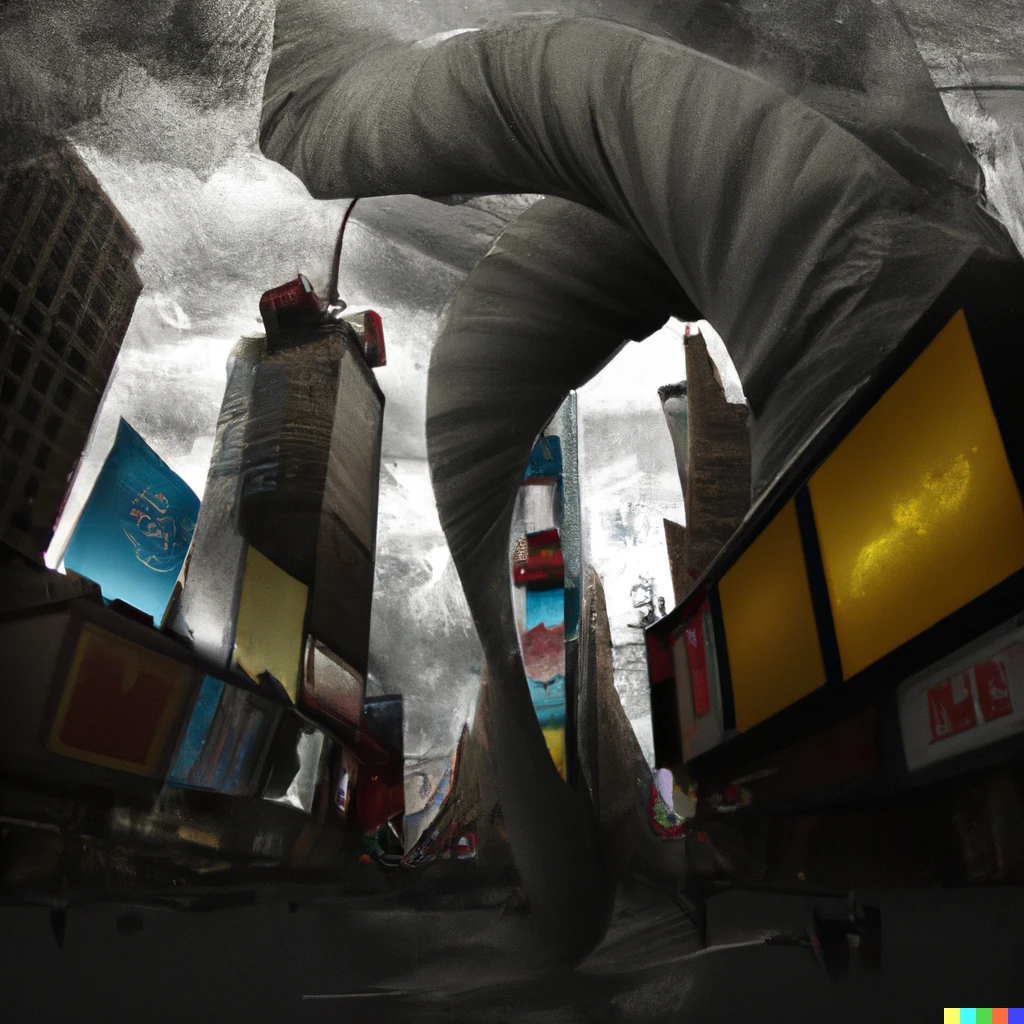 Prompt: Times Square Tornado, photo realistic