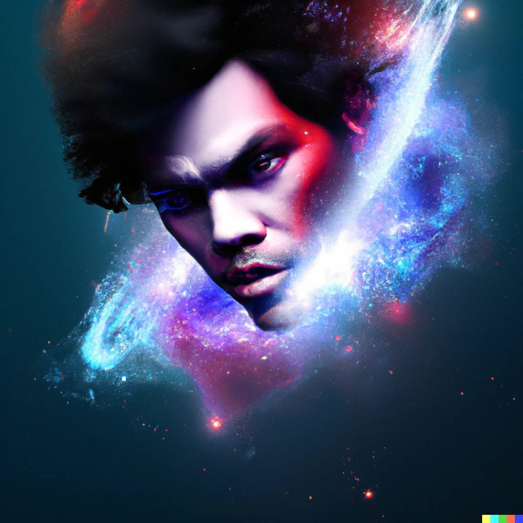 Prompt: Micheal Jackson in the form of a nebula, digital art