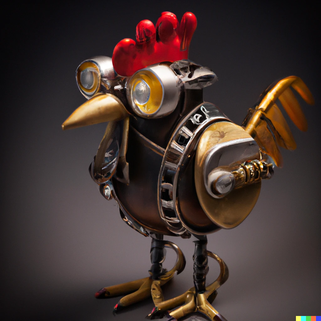 Prompt: A steampunk chicken