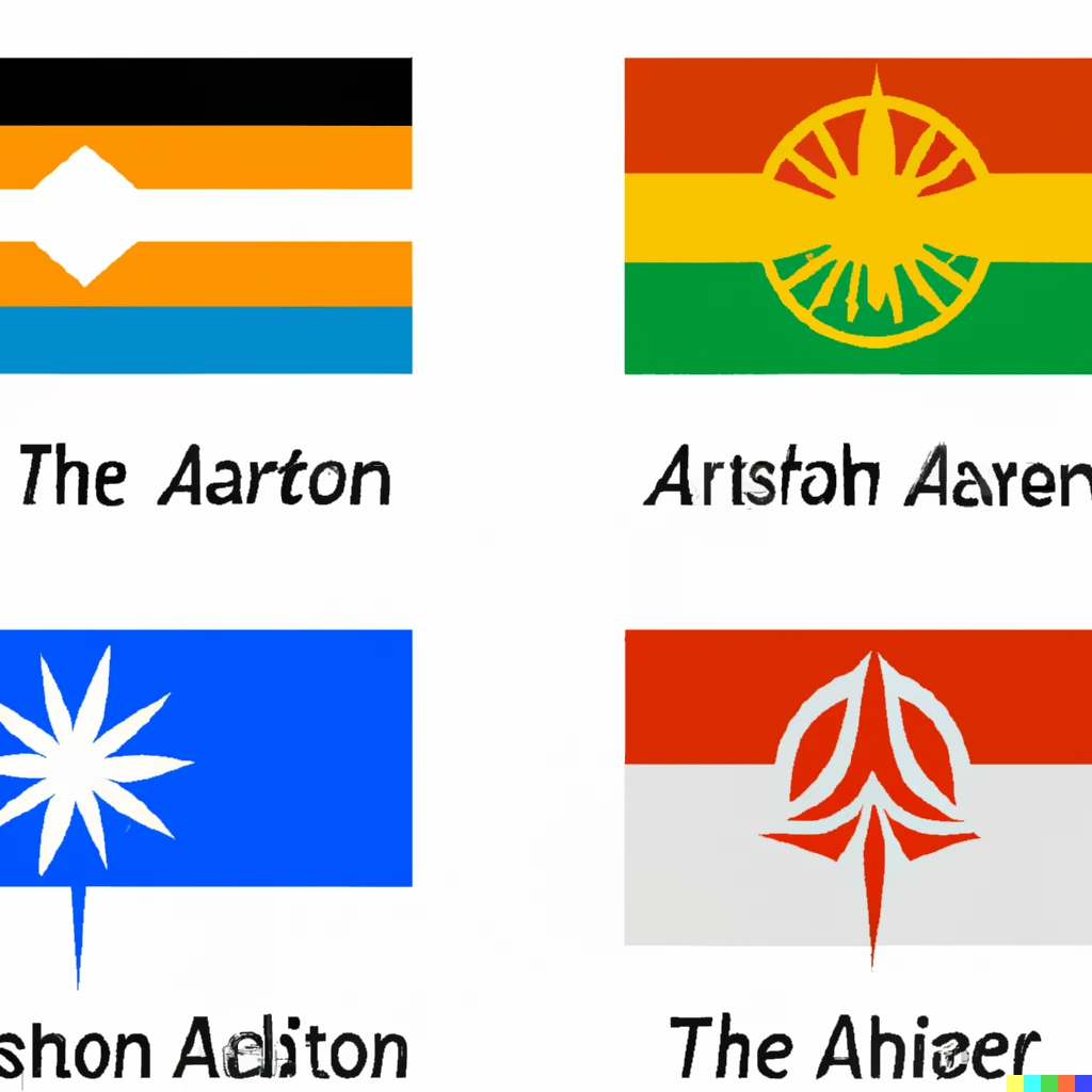 Prompt: Flag of the four nations, Avatar, the last Airbender